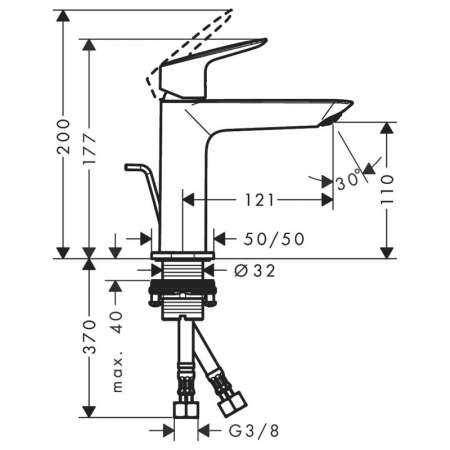 Baterie lavoar cu ventil crom, Hansgrohe, Logis 110 [1]