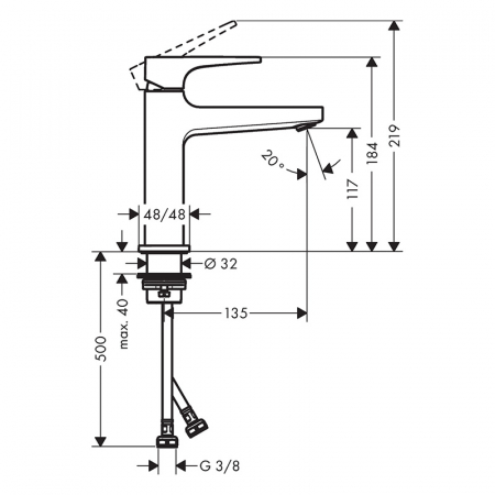 Baterie lavoar cu ventil inclus, auriu lucios, Hansgrohe Metropol 110 [1]