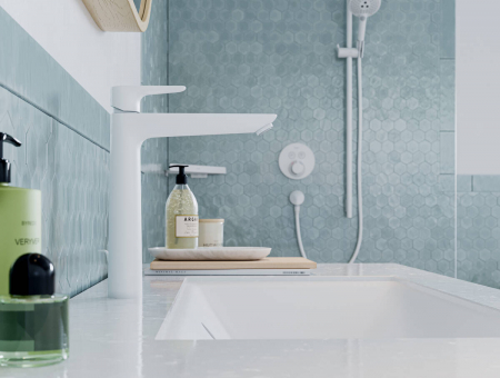 Baterie lavoar alb mat, ventil inclus, Hansgrohe Talis E 240 [1]