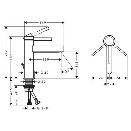 Baterie lavoar cu ventil inclus, crom, monocomanda, Hansgrohe Finoris 110 [2]