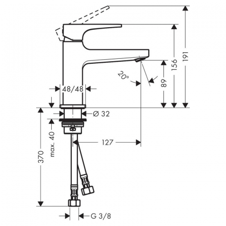 Baterie lavoar cu ventil inclus, negru mat, monocomanda, Hansgrohe Metropol 100 [1]