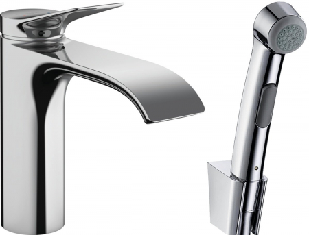 Baterii lavoare - Baterie lavoar cu ventil inclus si dus igienic, culoare crom Hansgrohe Vivenis