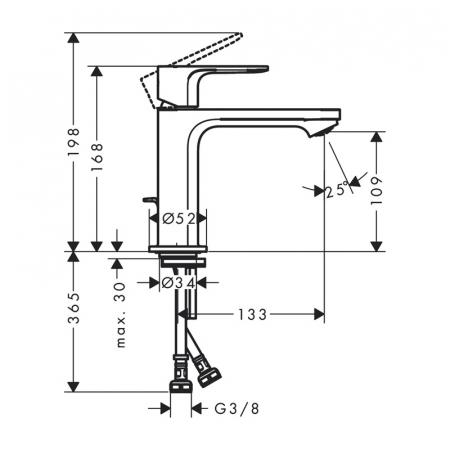 Baterie lavoar cu ventil inclus tehnologie CoolStart, crom, Hansgrohe Rebris E 110 [2]