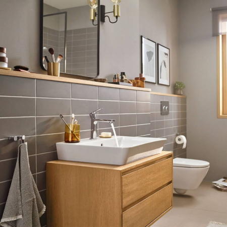 Baterie lavoar cu ventil inclus tehnologie CoolStart, crom, Hansgrohe Rebris E 110 [1]