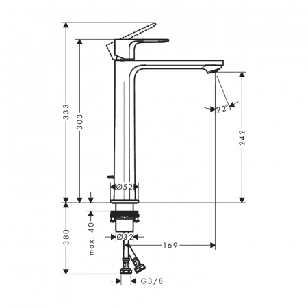 Baterie lavoar cu ventil inclus tehnologie CoolStart, crom, Hansgrohe Rebris E 240 [2]