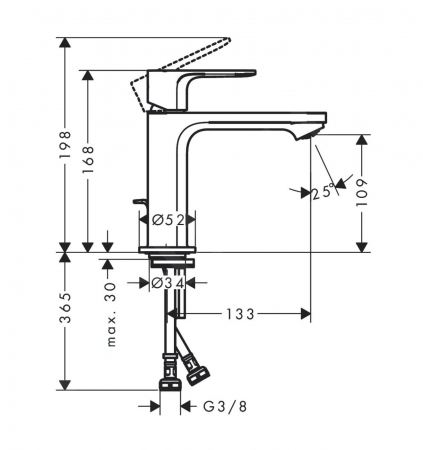 Baterie lavoar cu ventil inclus tehnologie CoolStart, negru mat, Hansgrohe Rebris E 240 [2]