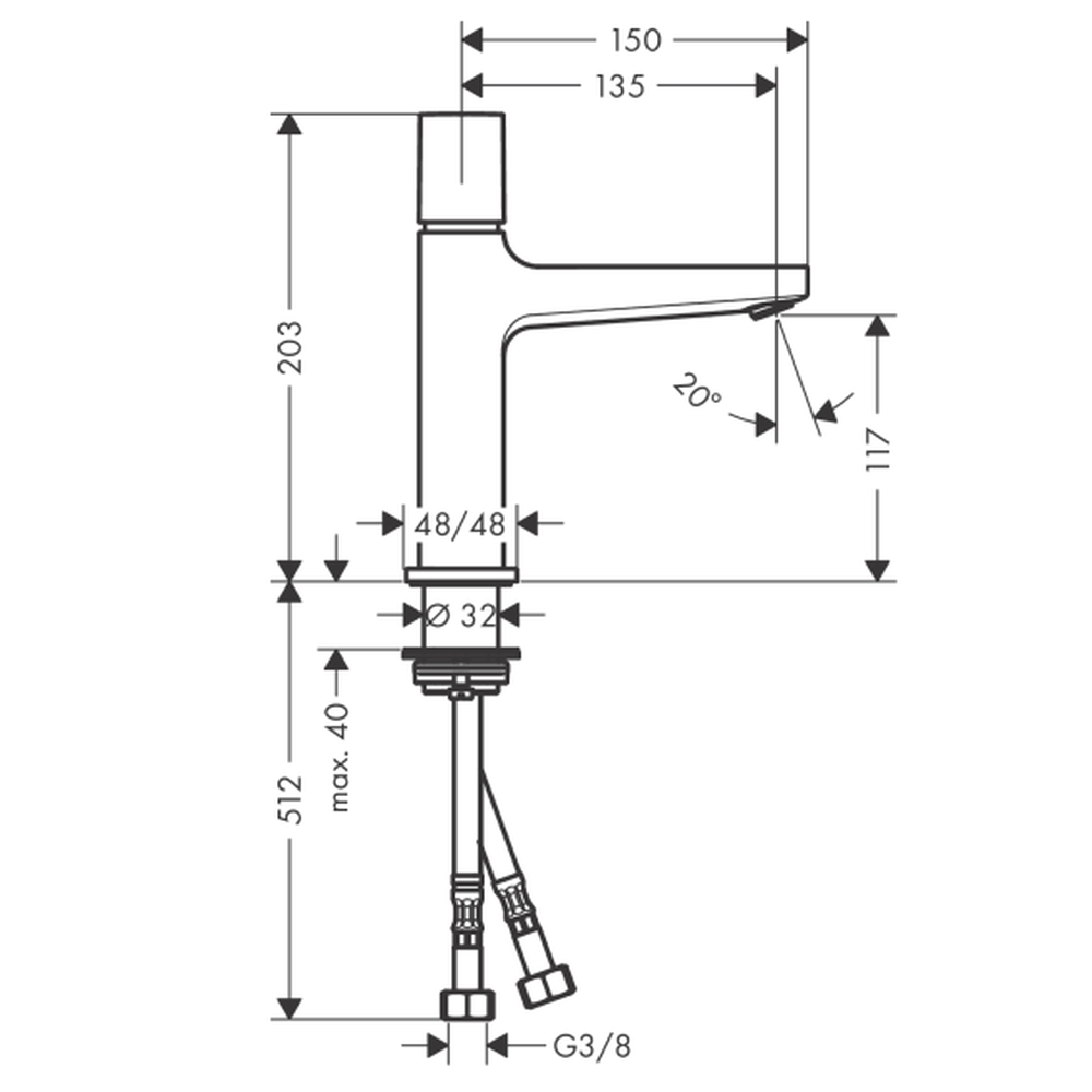Baterie lavoar cu ventil push-open, culoare crom Hansgrohe Metropol 110 32571000 [3]