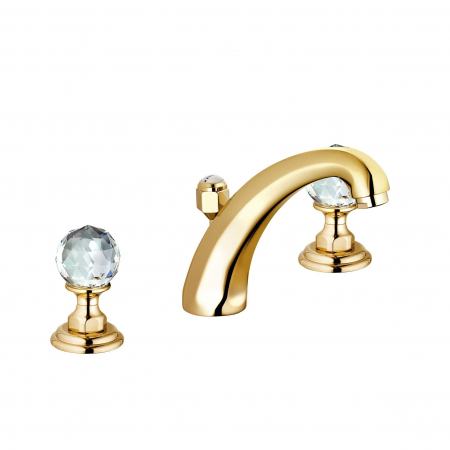Baterii lavoare - Baterie lavoar dubla comanda Kludi 1926 placata cu aur si manere cristal Swarovski, pipa 150 mm