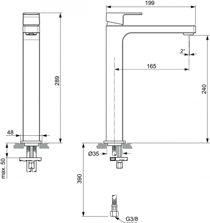 Baterie lavoar inalta Ideal Standard Edge crom lucios [4]