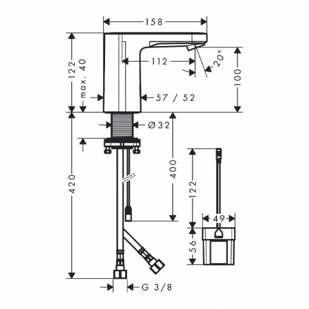 Baterie lavoar electronica, crom, alimentare cu baterii, Hansgrohe Vernis Blend h100 [2]
