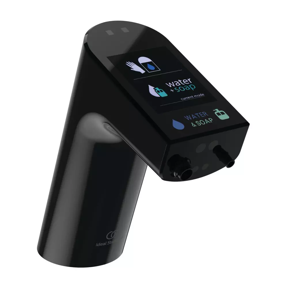 Baterii lavoare cu senzor - Baterie lavoar electronica cu senzor si dozator de sapun integrat, negru lucios, Ideal Standard Intellmix