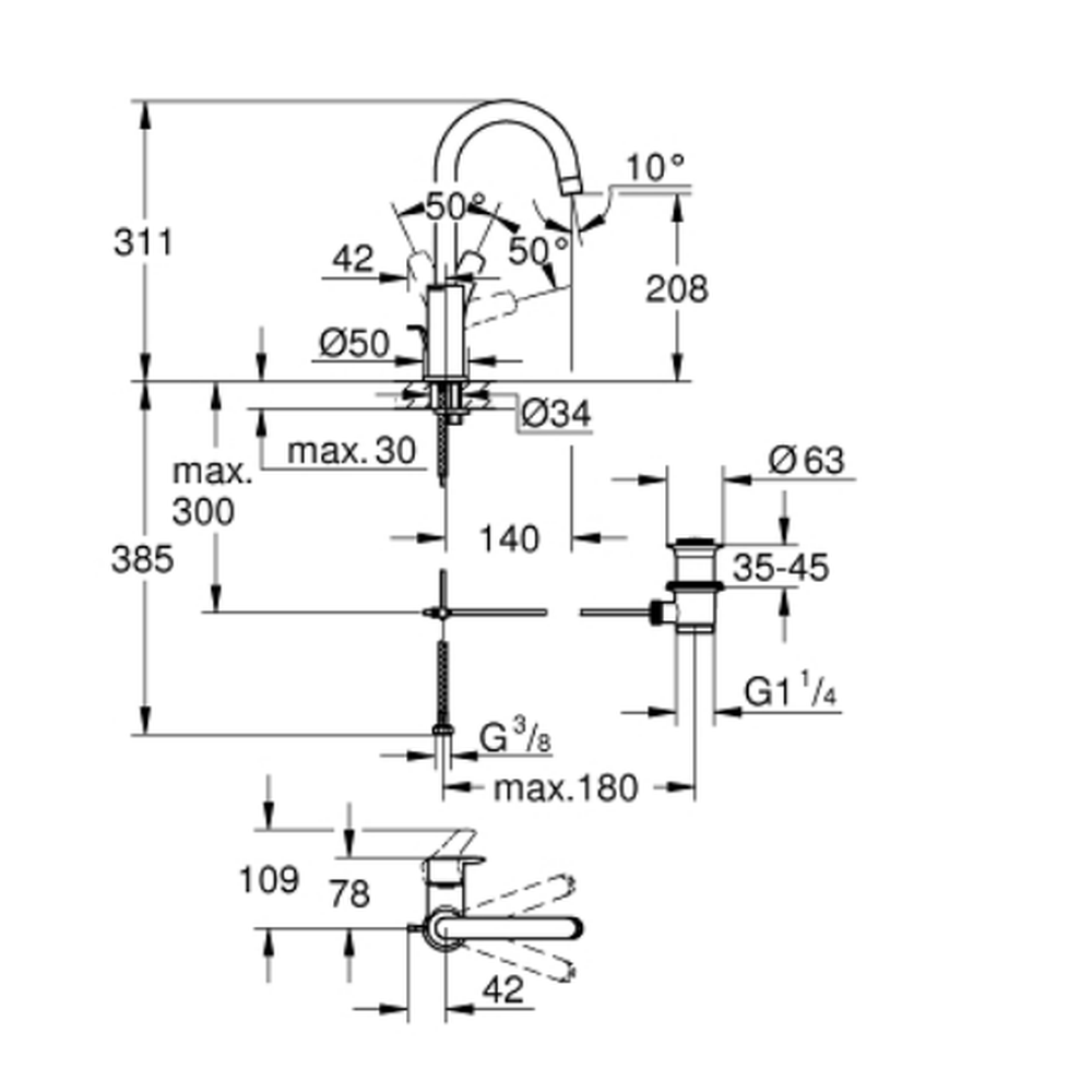 Baterie lavoar culoare crom, marimea L, Grohe Eurosmart New [4]