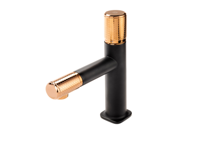 Baterii lavoare - Baterie lavoar FDesign Ardesia, negru mat/rose gold lucios