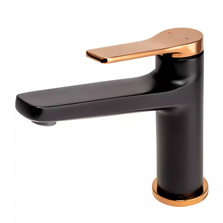 Baterii lavoare - Baterie lavoar FDesign Seppia, negru mat/rose gold lucios