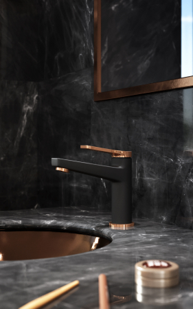 Baterie lavoar FDesign Seppia, negru mat/rose gold lucios [3]