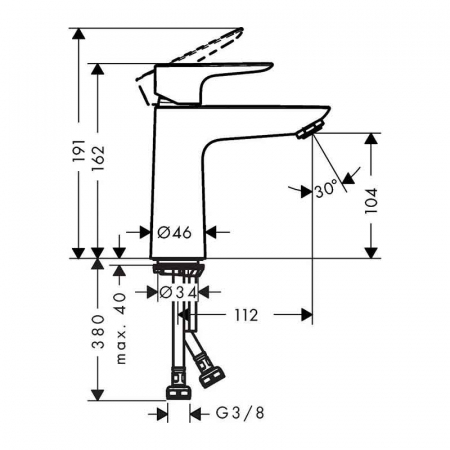 Baterie lavoar, finisaj negru mat, monocomanda Hansgrohe Talis E 110 [1]