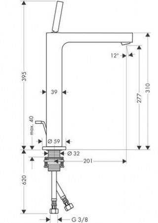 Baterie lavoar inalta crom cu ventil pop-up Hansgrohe Axor Citterio 310 [1]