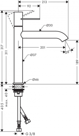 Baterie lavoar inalta crom Hansgrohe Axor Uno 190 [1]