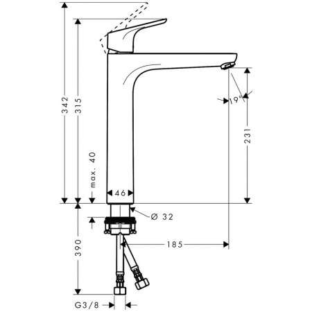 Baterie lavoar inalta crom Hansgrohe, Focus 230 [1]