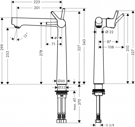 Baterie lavoar inalta crom Hansgrohe Talis Select S [1]