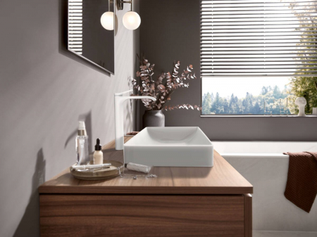 Baterie lavoar inalta culoare alb mat, cu ventil inclus, Hansgrohe Vivenis 250 [1]