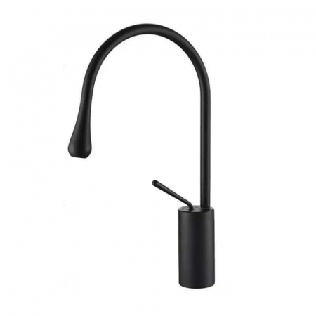 Baterii lavoare - Baterie lavoar inalta, negru mat, cu pipa pivotanta 360°, Lebend