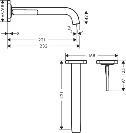 Baterie lavoar incastrata crom, pipa 232 mm, Hansgrohe Axor Citterio E [2]