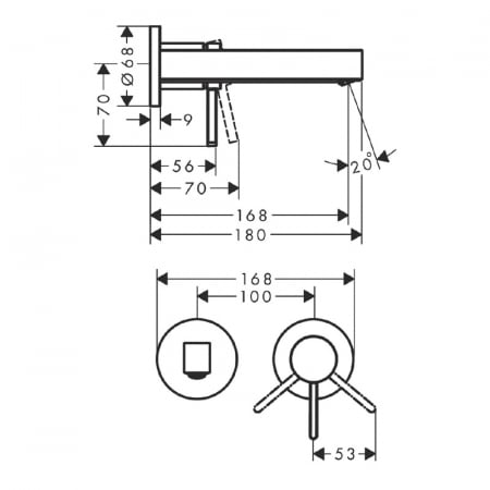 Baterie lavoar incastrata crom lucios, pipa 168 mm, Hansgrohe Finoris 76051000 [2]