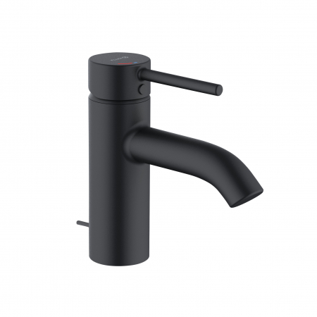 Baterii baie - Baterie lavoar Kludi Bozz 75 cu ventil inclus, negru mat