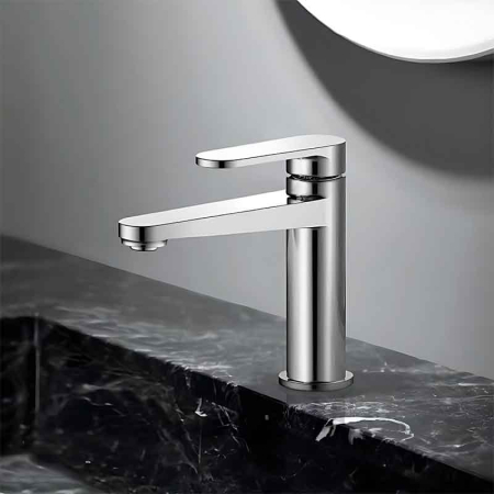 Baterie lavoar din alama sanitara, crom lucios, pipa fixa 15.7 cm, LaVita Coral [1]