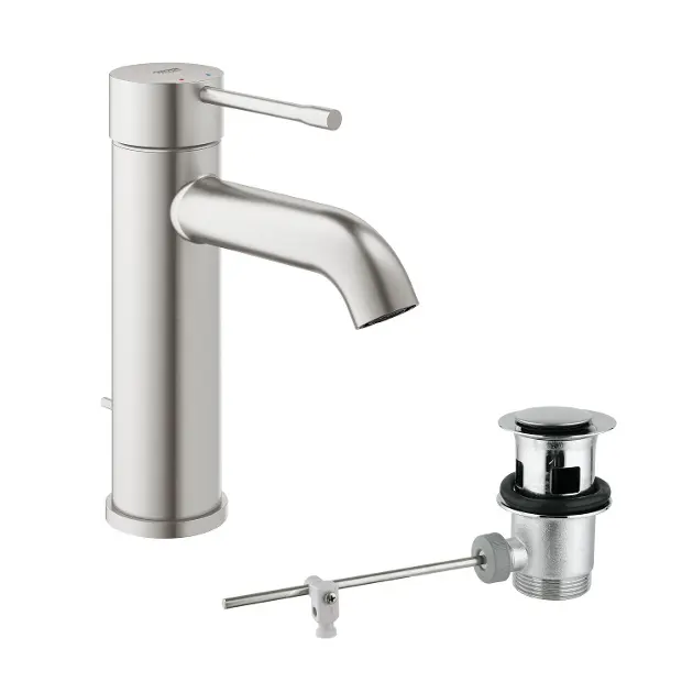 Baterie lavoar monocomanda cu ventil inclus, finisaj supersteel, Grohe Essence [1]