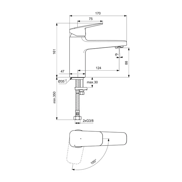 Baterie lavoar negru mat Ceraplan BlueStart Ideal Standard [3]
