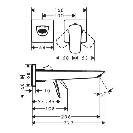 Baterie lavoar, negru mat, monocomanda, Hansgrohe Logis [1]