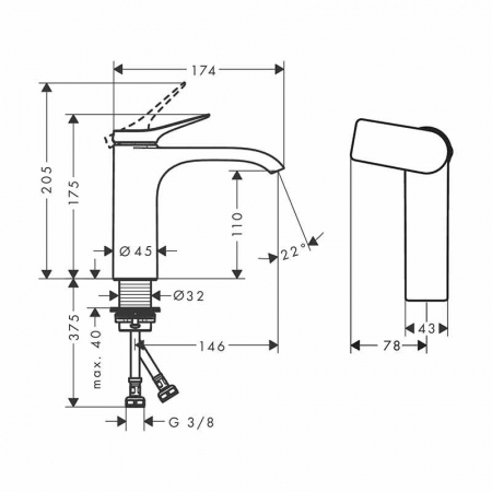 Baterie lavoar negru mat, tehnologie CoolStart, Hansgrohe Vivenis 110 [2]