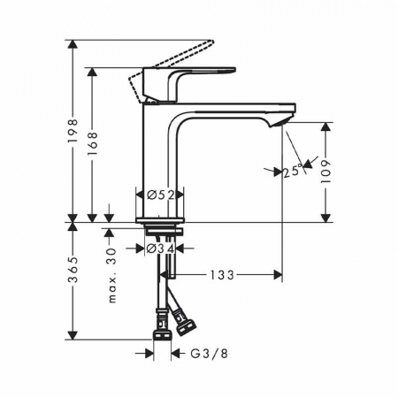 Baterie lavoar negru mat, tehnologie CoolStart, monocomanda, Hansgrohe Rebris S 110 [1]