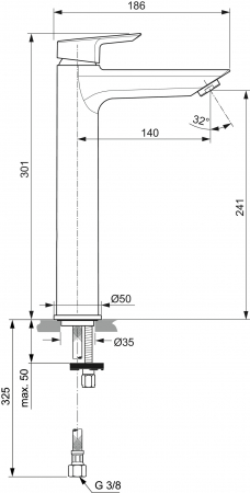 Baterie lavoar inalta Ideal Standard Tesi crom lucios [4]