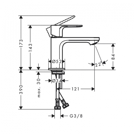 Baterie negru mat, tehnologie CoolStart, monocomanda, Hansgrohe Rebris E [1]