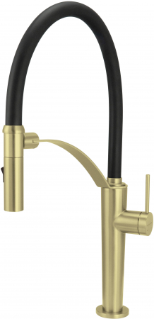 Bucatarie - Baterie pentru chiuveta bucatarie, auriu, cap mixer, pipa flexibila, 2 tipuri de jet, Deante Corda