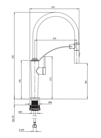 Baterie pentru chiuveta bucatarie, auriu, cap mixer, pipa flexibila, 2 tipuri de jet, Deante Corda [3]