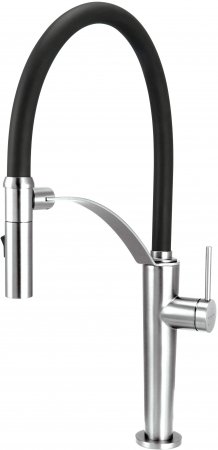 Baterie pentru chiuveta bucatarie, crom, cap mixer, pipa flexibila, 2 tipuri de jet, Deante Corda