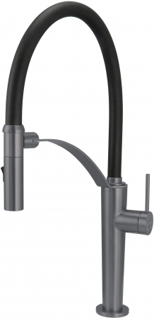 Bucatarie - Baterie pentru chiuveta bucatarie, titan, cap mixer, pipa flexibila, 2 tipuri de jet, Deante Corda