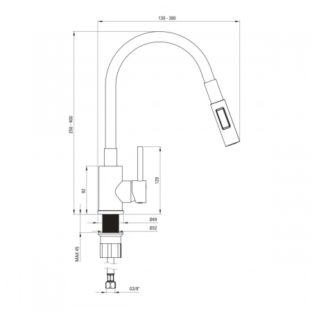Baterie pentru chiuveta bucatarie, gri, cap mixer, pipa flexibila, 2 tipuri de jet, Deante Luno [1]