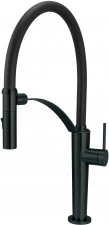 Baterii bucatarie cu pipa flexibila - Baterie chiuveta bucatarie negru mat cu pipa flexibila, 2 functii curgere, Deante Corda