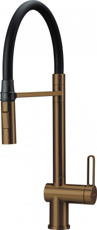 Bucatarie - Baterie pentru chiuveta bucatarie, bronz, cap mixer, pipa flexibila, 2 tipuri de jet, Deante Magnetic