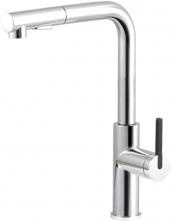 Baterii bucatarie cu dus - Baterie pentru chiuveta bucatarie, crom, cap mixer, 2 tipuri de jet, dus extractabil, Deante Momi