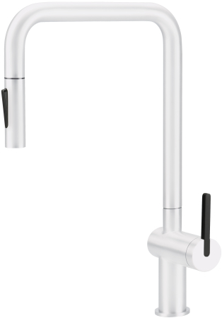 Baterii bucatarie cu dus - Baterie pentru bucatarie, cu pipa extractibila, alba, Deante Momi