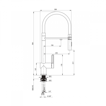 Baterie pentru chiuveta bucatarie, bronz, racord pentru filtrul de apă, pipa elastica, Deante Magnetic [1]