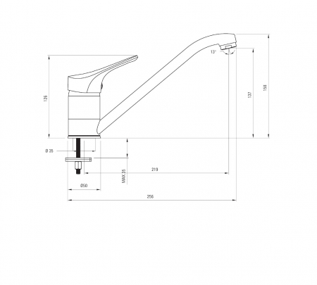 Baterie pentru chiuveta bucatarie crom lucios, cap mixer ECO-click, Deante Joko [1]