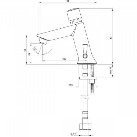 Baterie pentru lavoar, crom, inchidere automata, cu reglarea temperaturii, Deante Press [1]