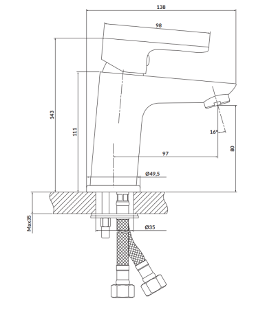 Baterie pentru lavoar, crom, Cersanit Libra [1]